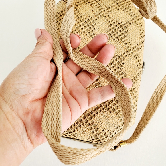 Woven Italian Pattern Crossbody Bag in Tan - Picture 8 of 12